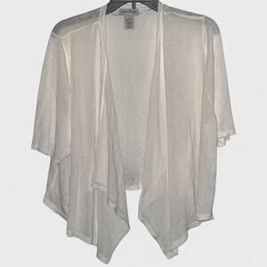 Catherines White Open Front Short Sleeve Cardigan Top - Size 2XL